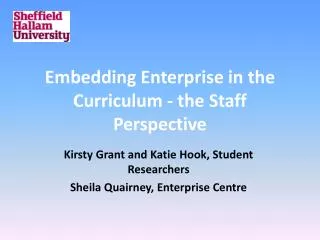 Embedding Enterprise in the Curriculum - the Staff P erspective