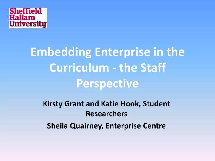 embedding enterprise in the curriculum the staff p erspective