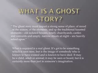 What is a Ghost story?
