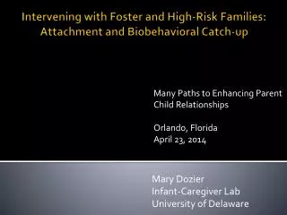 Intervening with Foster and High-Risk Families: Attachment and Biobehavioral Catch-up