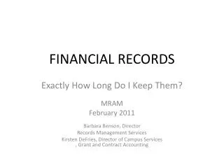 FINANCIAL RECORDS