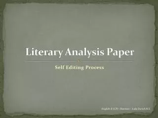 Literary Analysis Paper