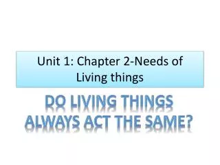 Unit 1: Chapter 2-Needs of Living things