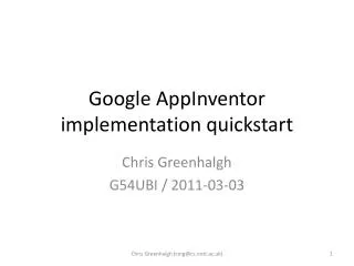 Google AppInventor implementation quickstart