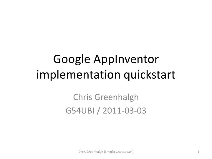 google appinventor implementation quickstart