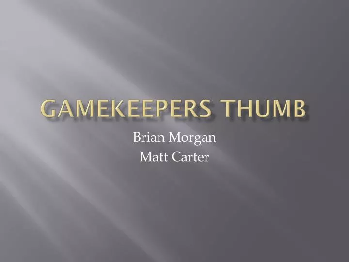 gamekeepers thumb