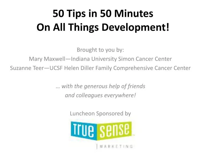 50 tips in 50 minutes on all things development