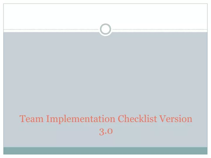 team implementation checklist version 3 0