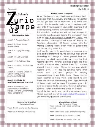 Reading Newsletter March 2014