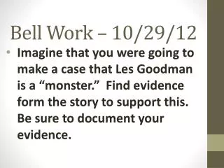 bell work 10 29 12