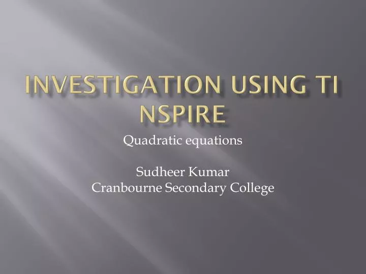 investigation using ti nspire