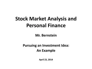 Stock Market Analysis and Personal Finance