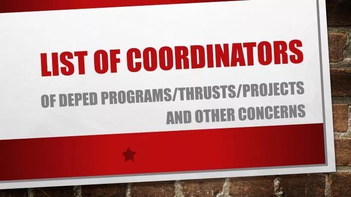 list of coordinators