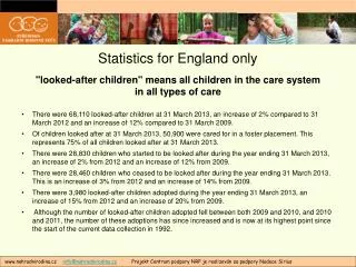 statistics for england only