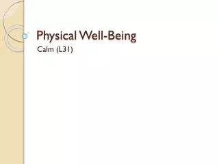 Physical Well-Being