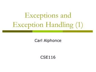 Exceptions and Exception Handling (1)