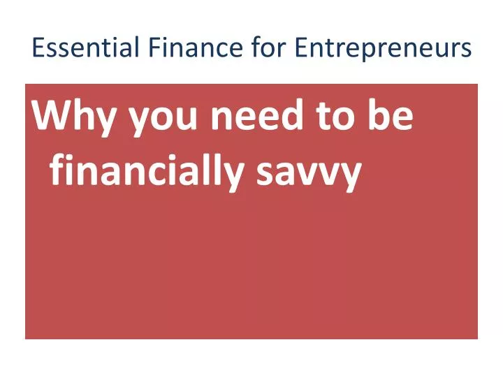 essential finance for entrepreneurs