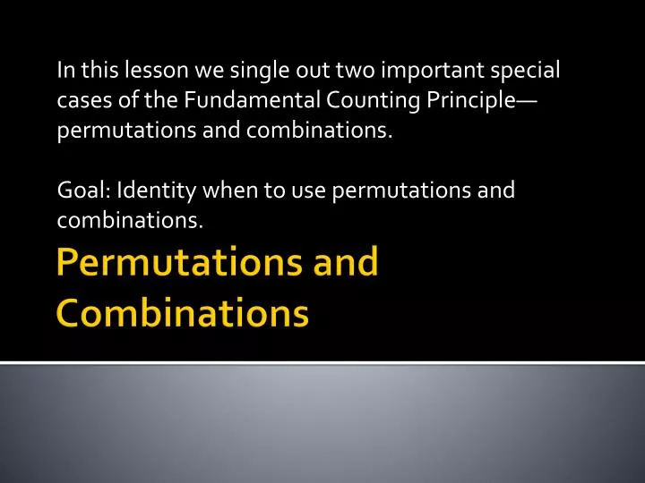 permutations and combinations