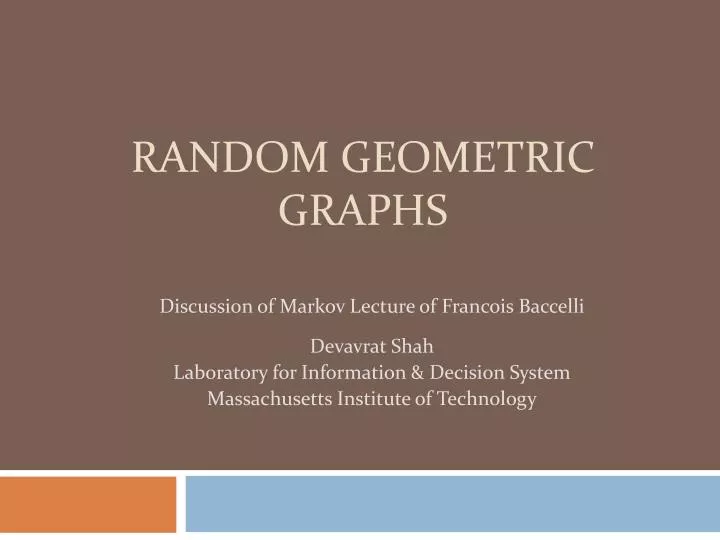 random geometric graphs