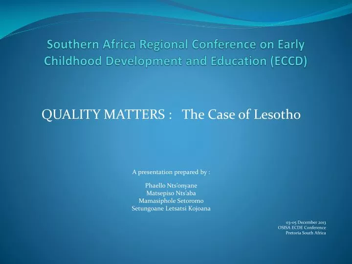 southern africa regional conference on early childhood development and education eccd