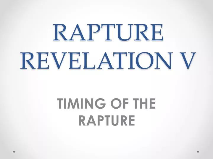 rapture revelation v