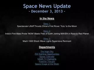 Space News Update - December 3, 2013 -