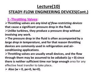 Lecture(10) STEADY-FLOW ENGINEERING DEVICES(Cont.)