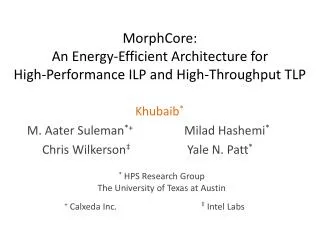 MorphCore: An Energy-Efficient Architecture for High-Performance ILP and High-Throughput TLP