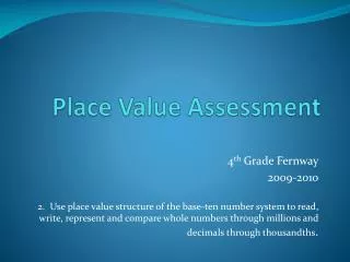 Place Value Assessment