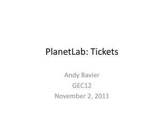 PlanetLab : Tickets