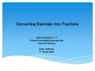 Converting Decimals into Fractions