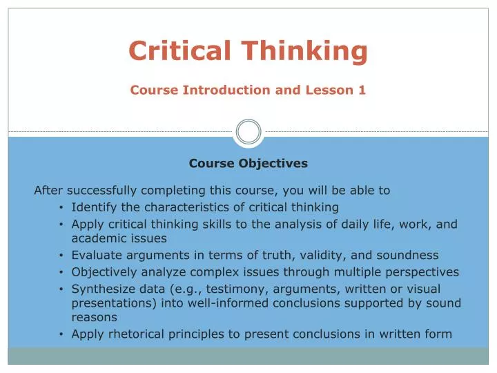 critical thinking course introduction and lesson 1