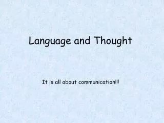 Language and Thought