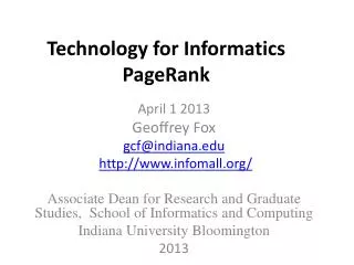 Technology for Informatics PageRank