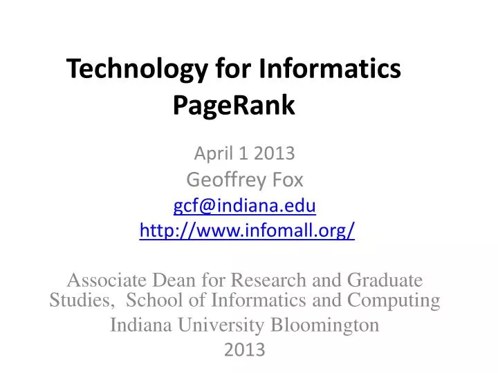 technology for informatics pagerank