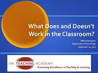 What Does and Doesn’t Work in the Classroom?