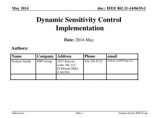 Dynamic Sensitivity Control Implementation
