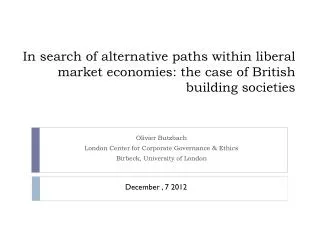 Olivier Butzbach London Center for Corporate Governance &amp; Ethics Birbeck , University of London