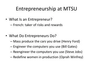 Entrepreneurship at MTSU