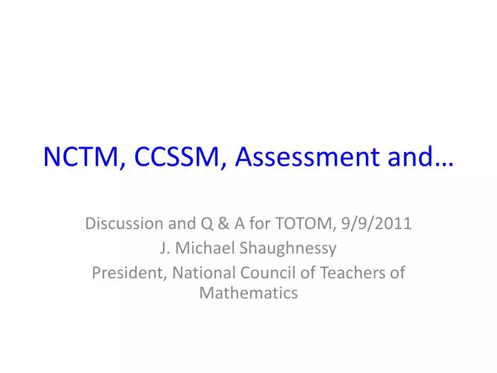 nctm ccssm assessment and
