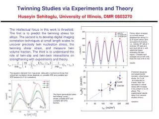 Twinning Studies via Experiments and Theory Huseyin Sehitoglu, University of Illinois, DMR 0803270