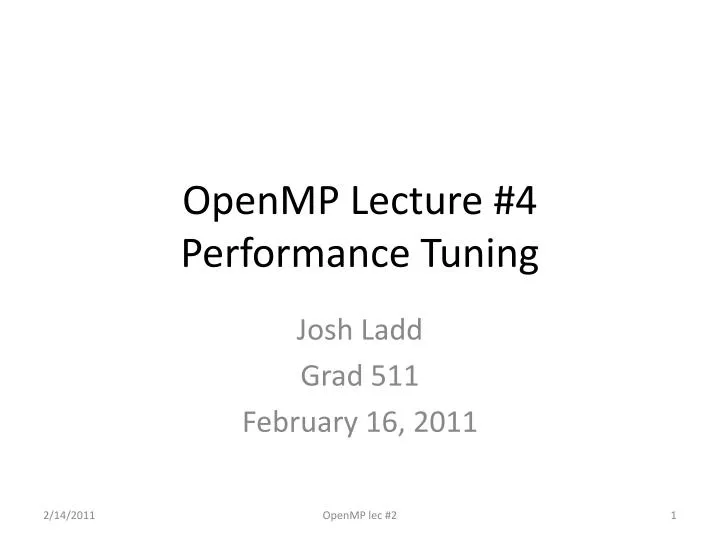 openmp lecture 4 performance tuning