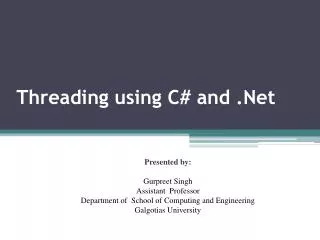 Threading using C# and .Net