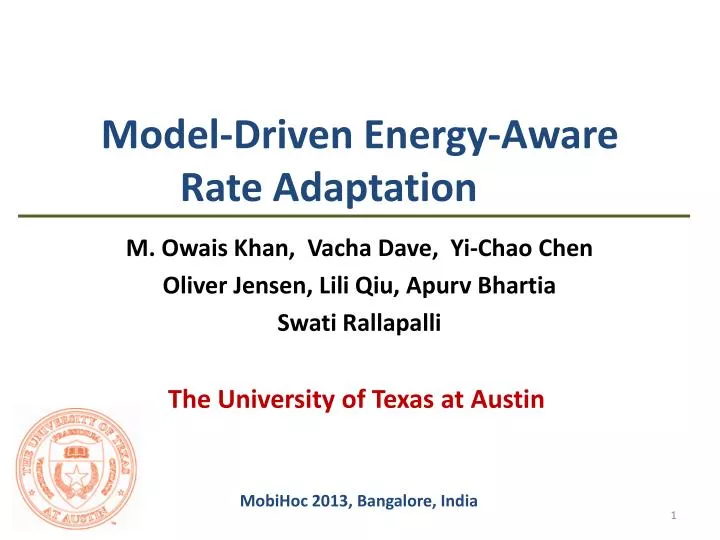 model driven energy aware rate adaptation