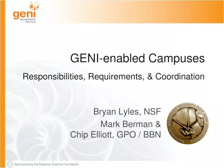 geni enabled campuses responsibilities requirements coordination