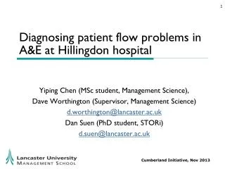 Diagnosing patient flow problems in A&amp;E at Hillingdon hospital