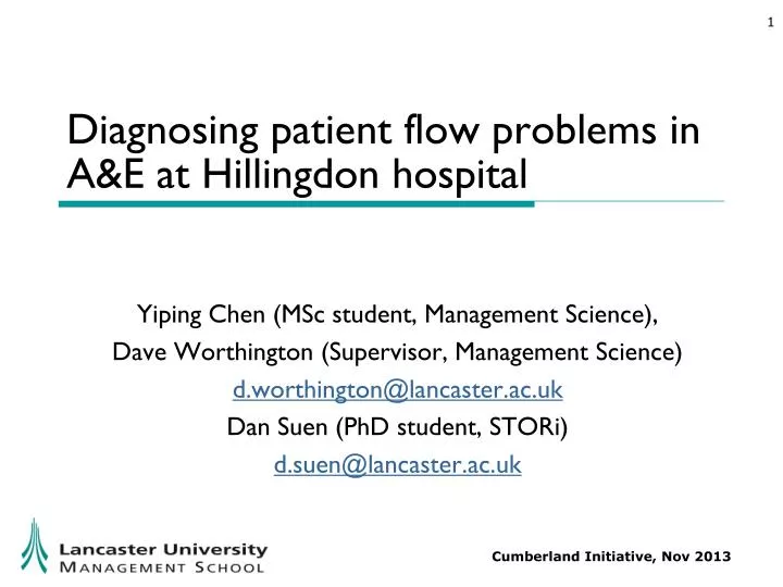 diagnosing patient flow problems in a e at hillingdon hospital