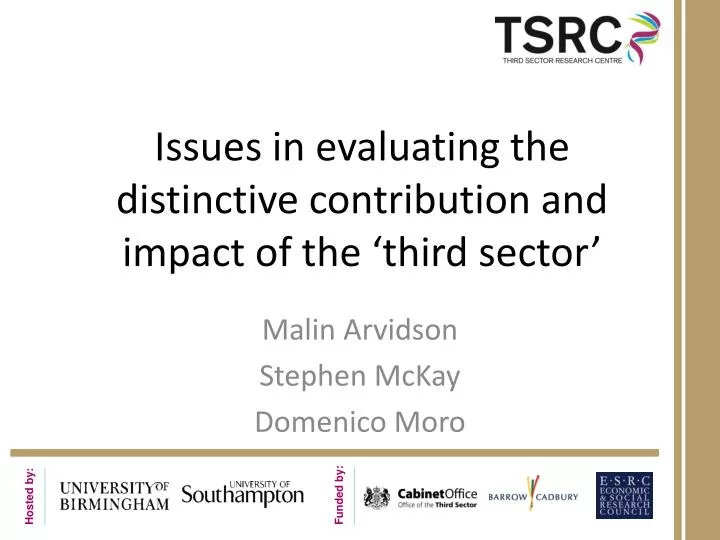 issues in evaluating the distinctive contribution and impact of the third sector