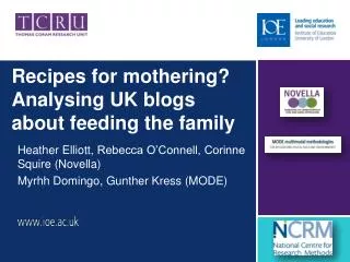 Recipes for mothering? Analysing UK blogs about feeding the family