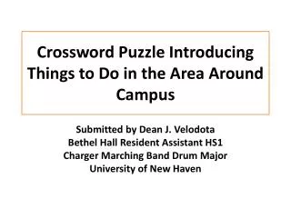 crossword puzzle introducing things to do in the area around campus